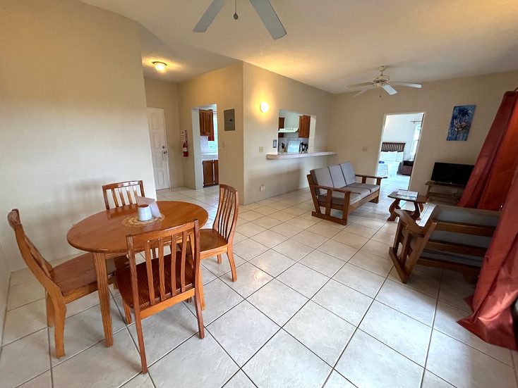 Open plan living space at Neem View Apartments