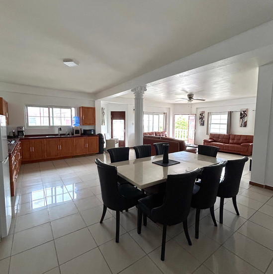 Open plan kitchen/living room and dining space