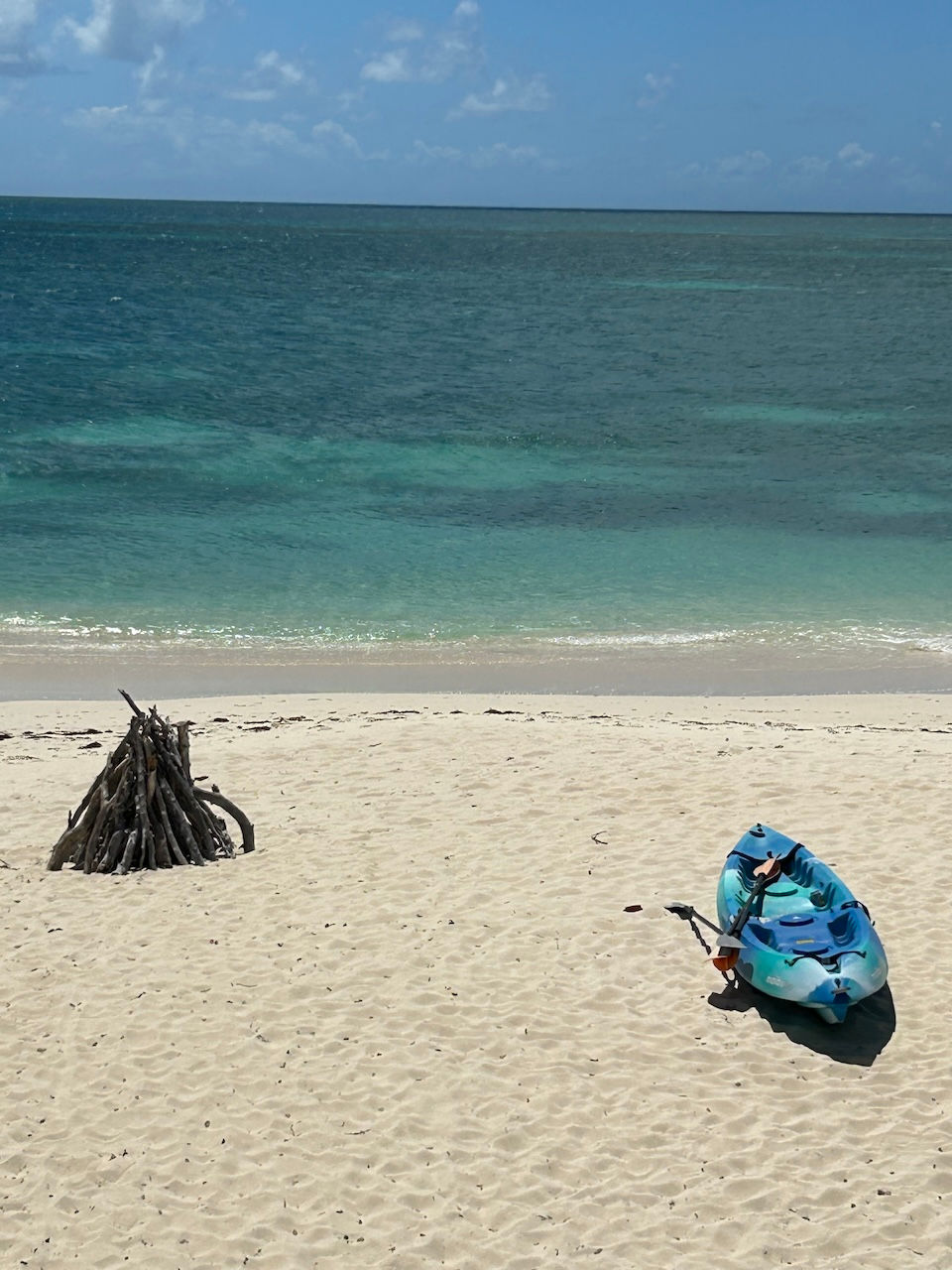 White sand beach outside Uncle Roddy's Barbuda