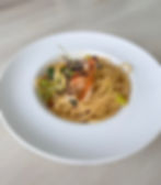 海老のグリルと甲殻類のオイルパスタ
