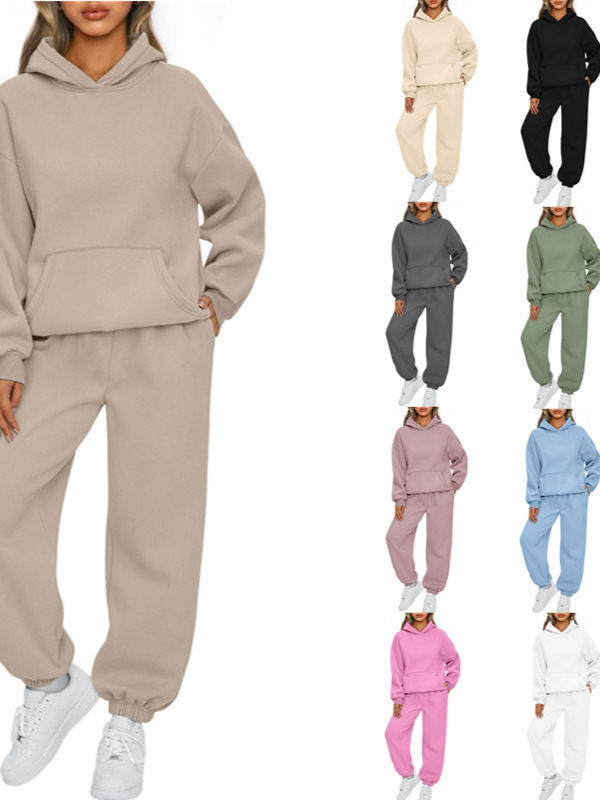 Women's Hooded Sweatshirt and Pants Two-Piece Set
