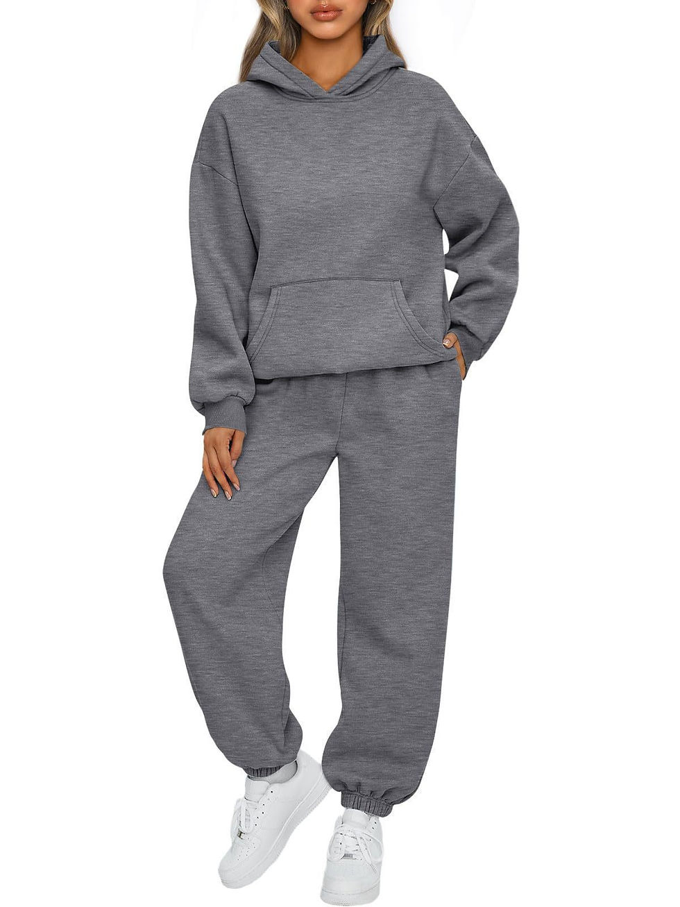 Thumbnail: Women's Hooded Sweatshirt and Pants Two-Piece Set