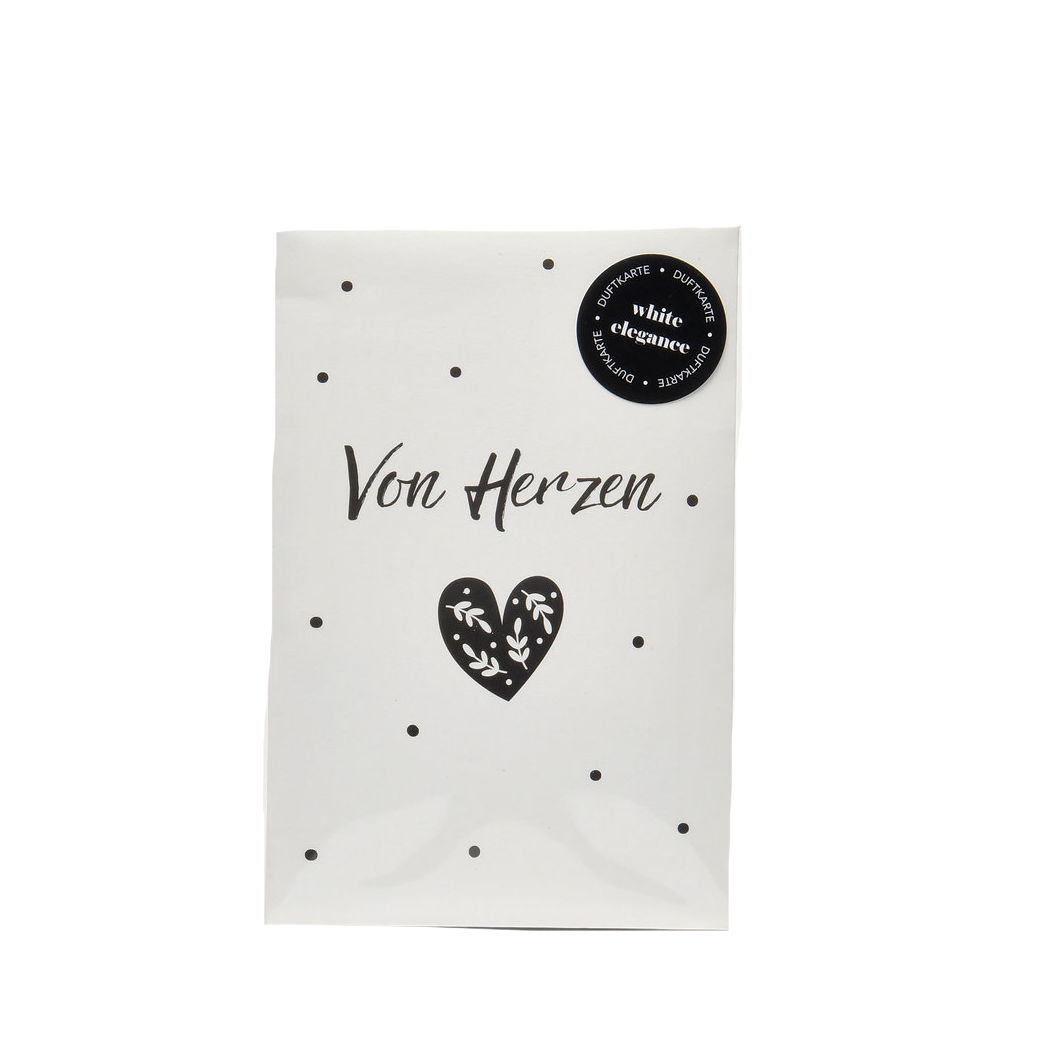 Duftkarte (White Ellegance) verpackt mit 4  "Von Herzen"