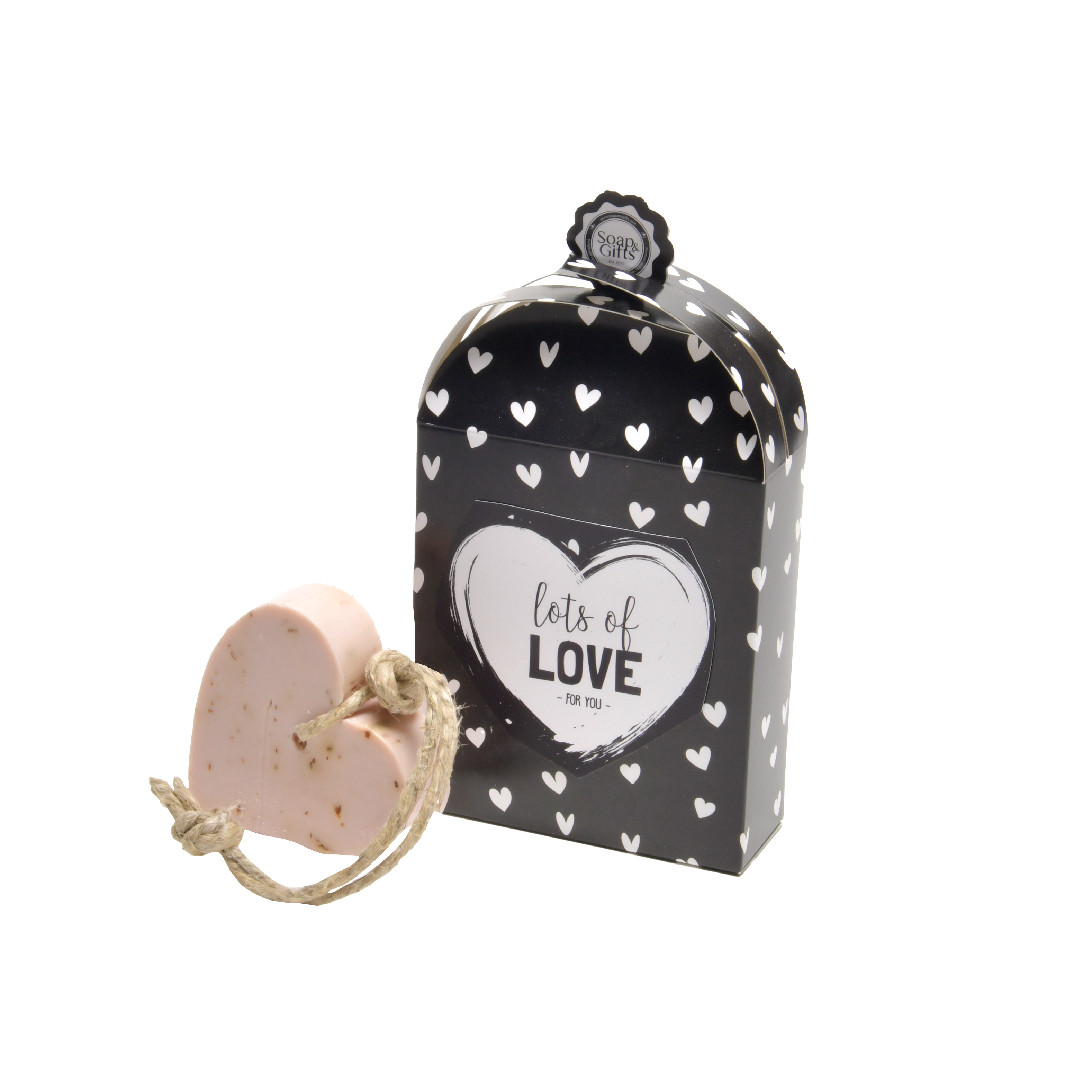 5 x Giftbox with soapheart "Lots of love for you"