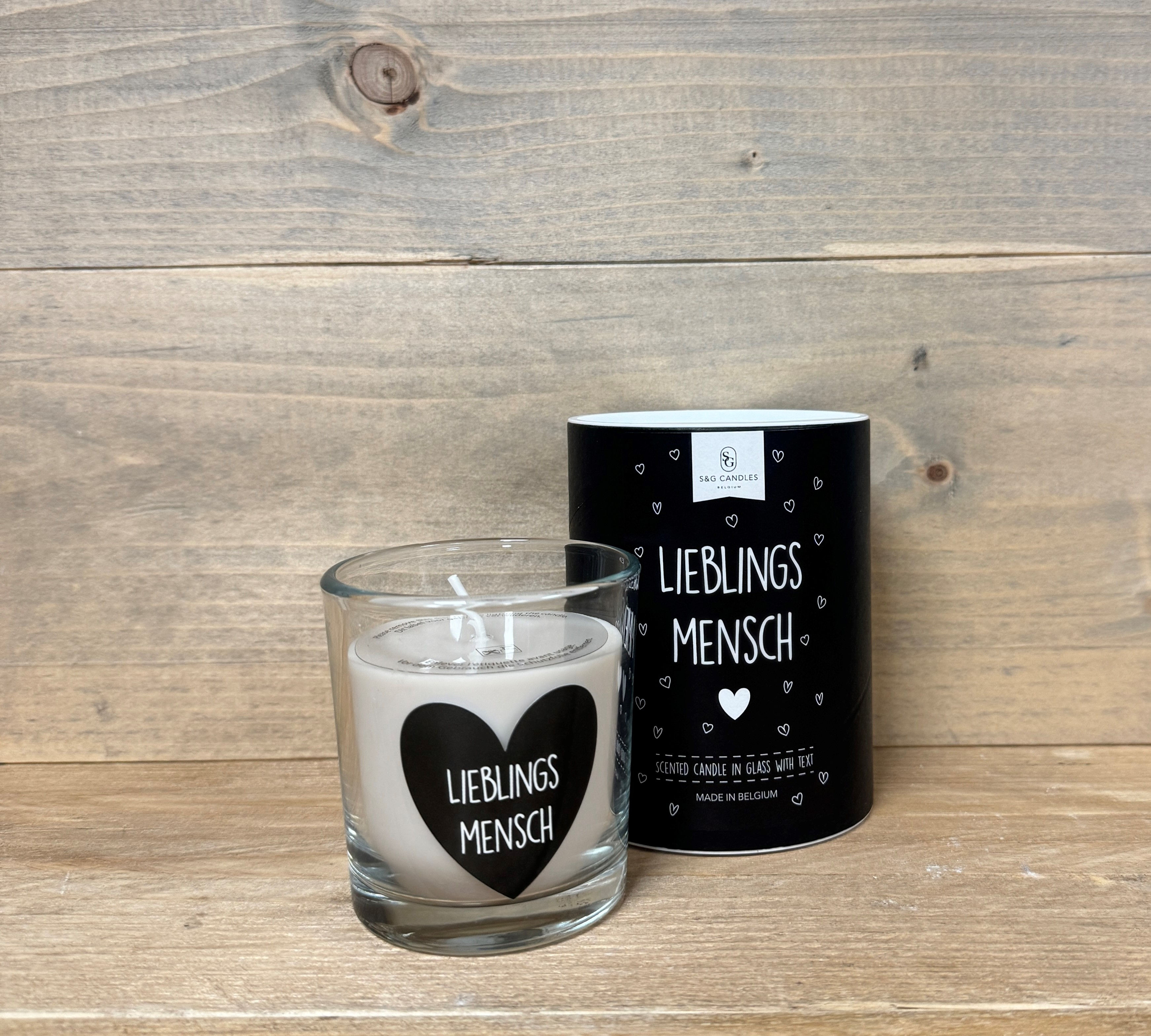 4 x Tube with scent candle in glass: Lieblingsmensch