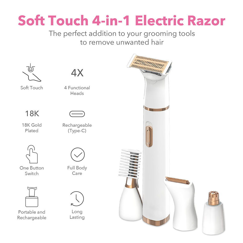 Thumbnail: UMA - Soft Touch 18K Gold Rechargeable 4 in 1 Women's Shaver for Hair Removal