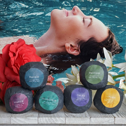 Thumbnail: Body Essentials Bath Bombs & Candle Set - 6 Large Organic Hand Made Bath Bombs &