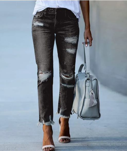 Thumbnail: Cropped Ripped Jeans