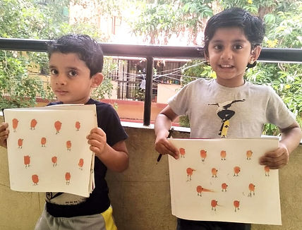 Preschool daycare kids performing activity