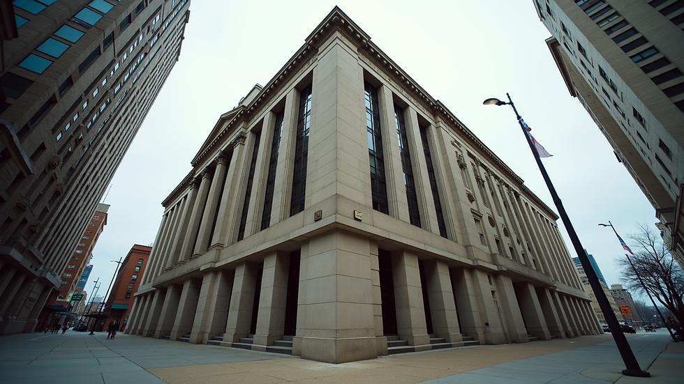 Eye-level view of a courthouse building in Indianapolis