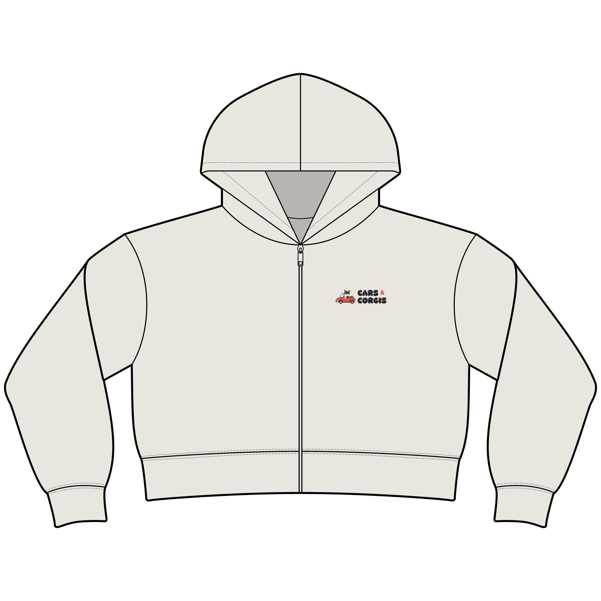 Cars & Corgis (Levi) Crop Zip Jacket