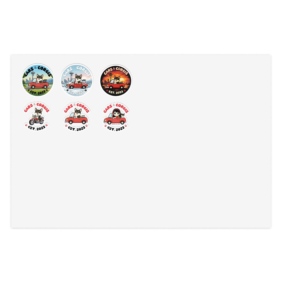 Thumbnail: Cars & Corgis Sticker Sheet Logos