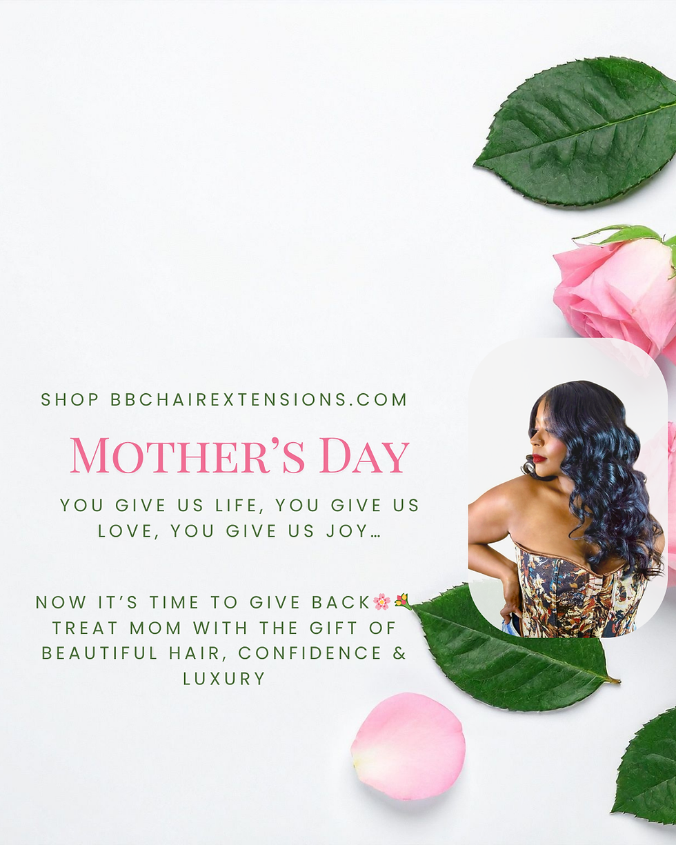 Luxury soft wave hair extensions styled for Mother’s Day, showcasing effortless elegance, natural shine, and premium human hair quality