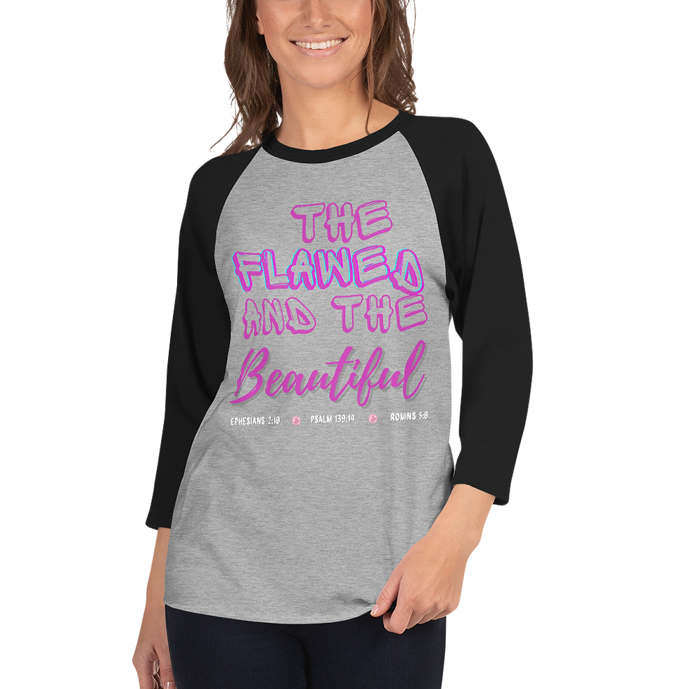 Thumbnail: "Flawed & Beautiful" 3/4 Sleeve Raglan Shirt