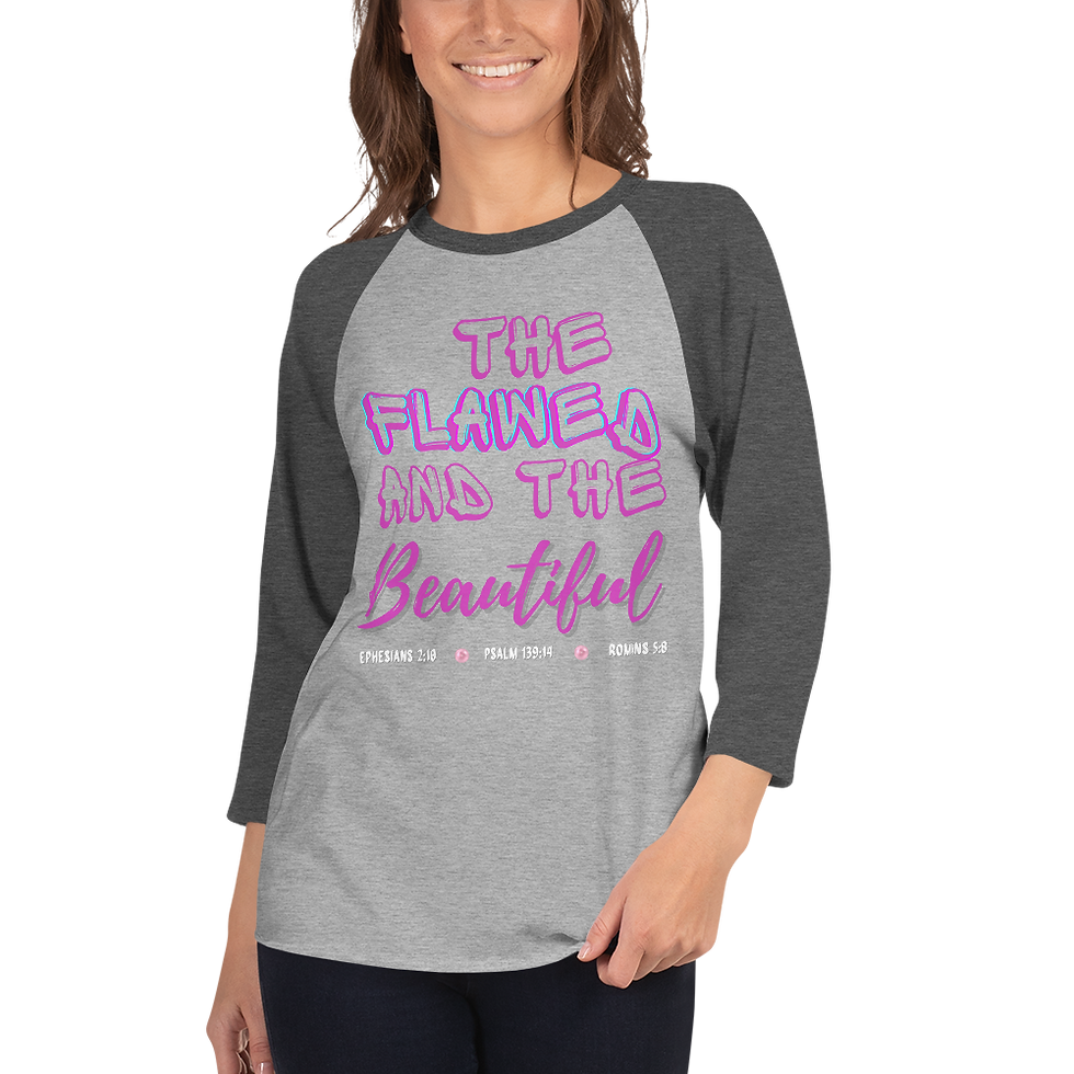 Thumbnail: "Flawed & Beautiful" 3/4 Sleeve Raglan Shirt