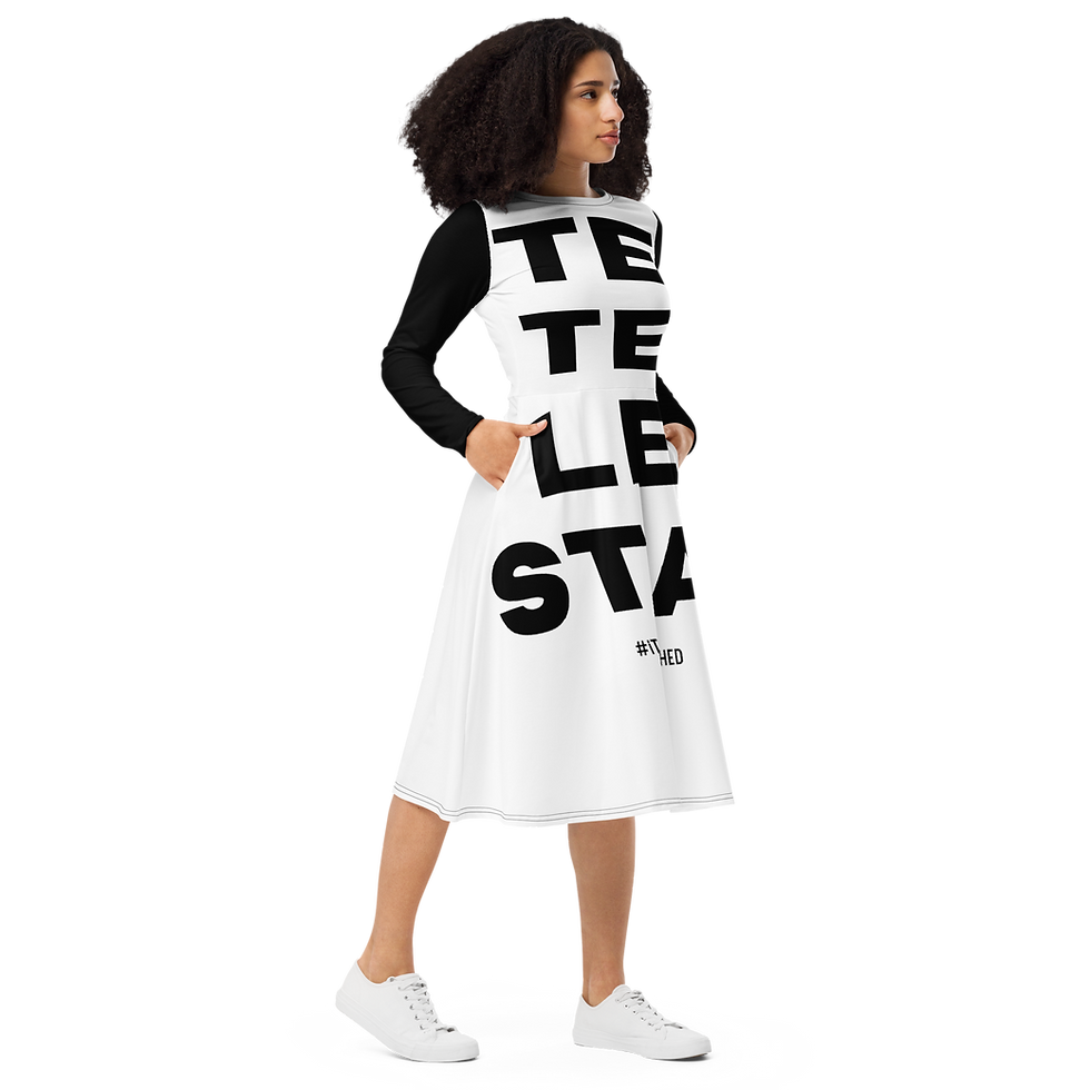 Thumbnail: Tetelestai in Black All-over Print Long Sleeve Midi Dress