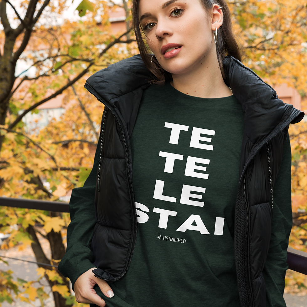Thumbnail: Tetelestai in White Unisex Long Sleeve Tee