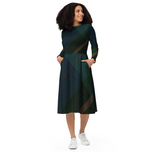 Green Plaid Long Sleeve Midi Dress | Pursuing Surrender Green Plaid Long Sleeve Midi Dress | Pursuing Surrender