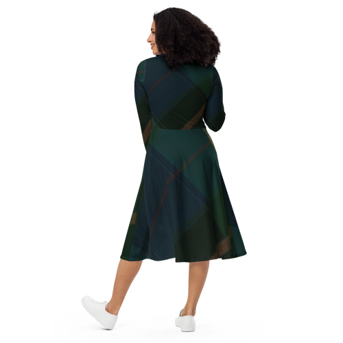 Green Plaid Long Sleeve Midi Dress | Pursuing Surrender Green Plaid Long Sleeve Midi Dress | Pursuing Surrender
