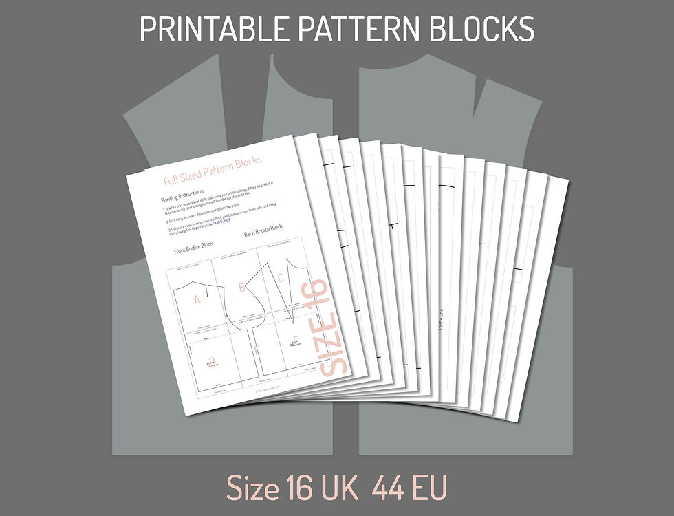 Thumbnail: Printable Bodice and Sleeve Pattern Blocks - Size 16 UK/ Size 44 EU