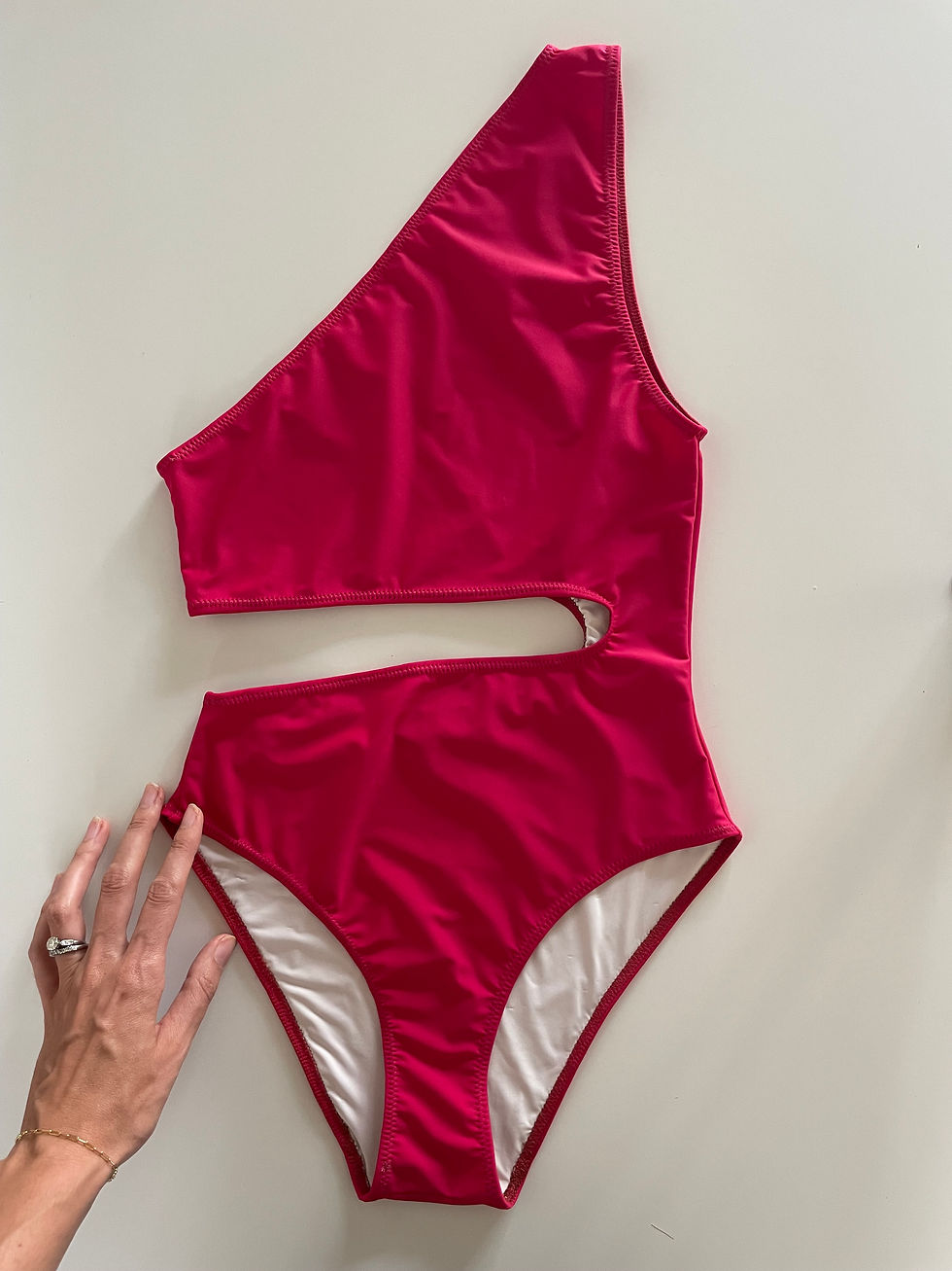 I sewed this asymmetric lined one-piece with an overlocker and a sewing machine