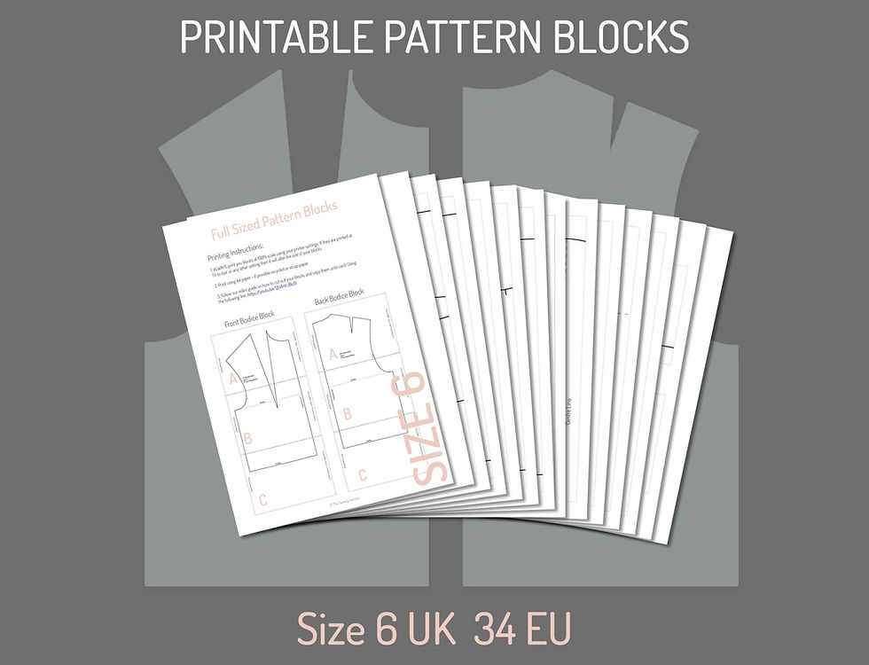 Thumbnail: Printable Bodice and Sleeve Pattern Blocks - Size 6 UK/ Size 34 EU