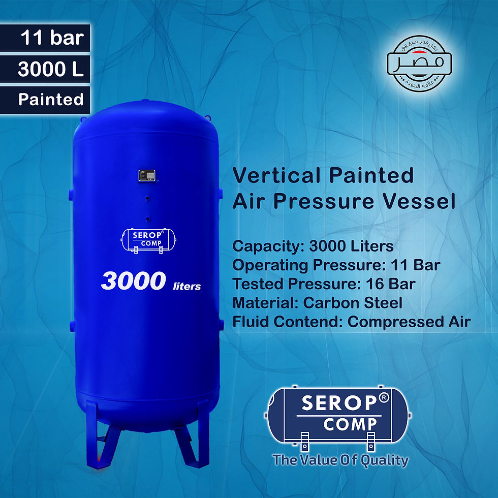 3000 liters Air Pressure Vessel | Vertical Painted | SeropComp  |خزان كمبريسور | خزان هواء راسى