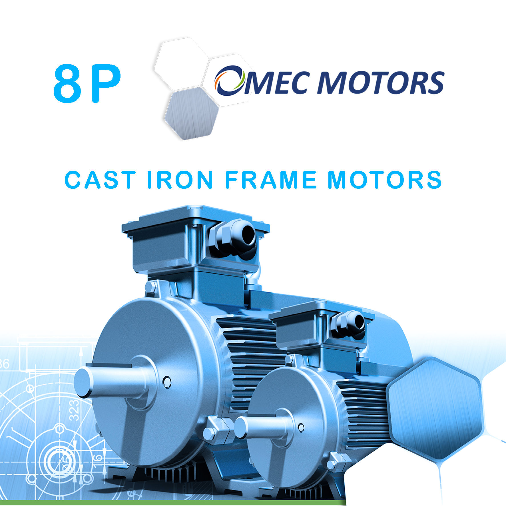 Electric Motors | OMT1-IE3 355Lx8 200kW 400/690V 50Hz B35 Iso F-B | Cast Iron