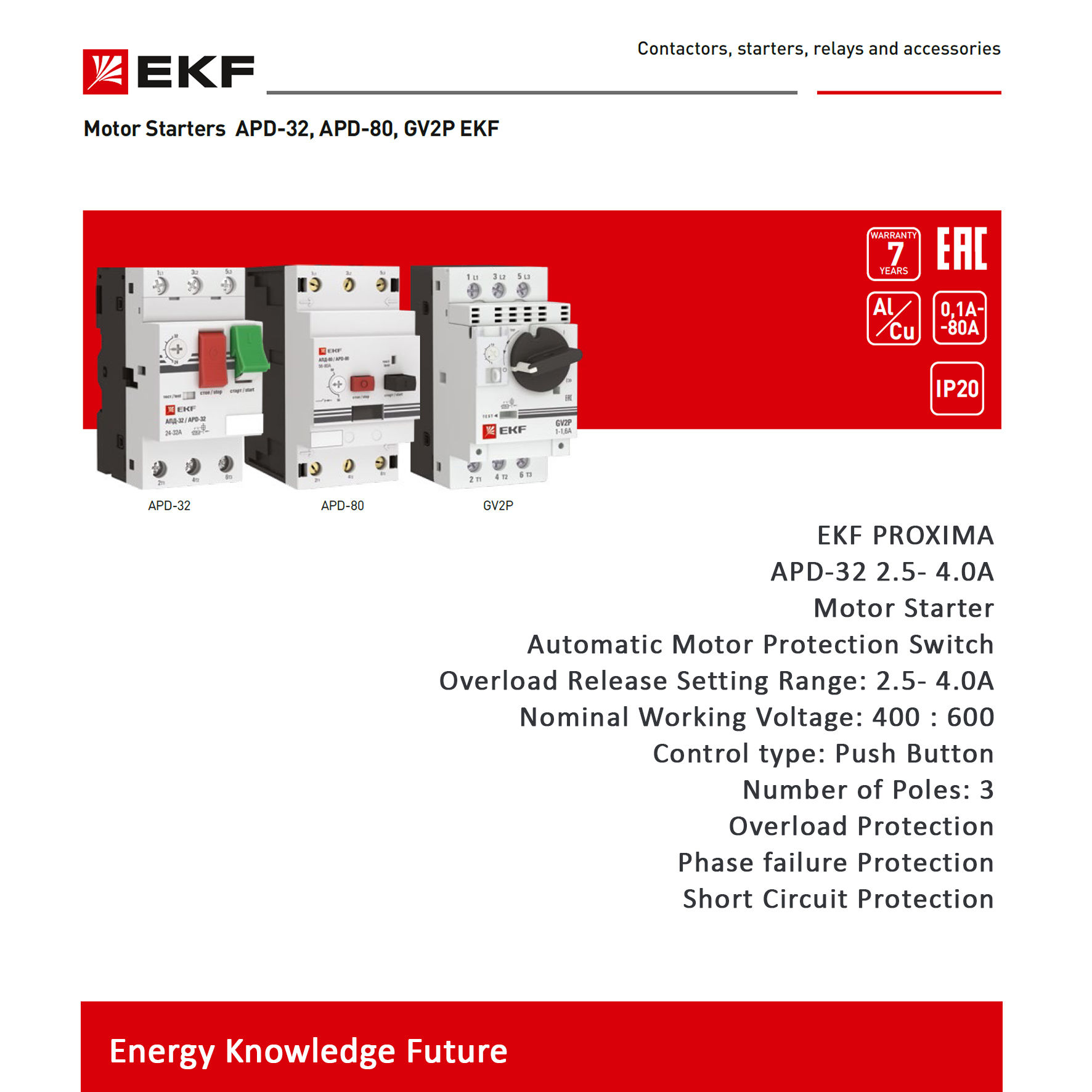 EKF PROXIMA Motor Starter APD-32 2.5- 4.0A Buy MCCB and Motor Starter with best price in Egypt