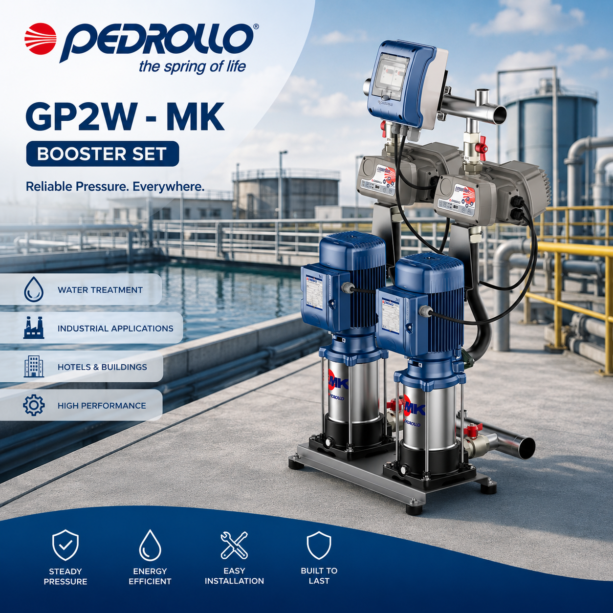 Pedrollo GP2W-MK Booster Set Egypt - GP2Wm - MK 8/6 - 2 X 3 HP