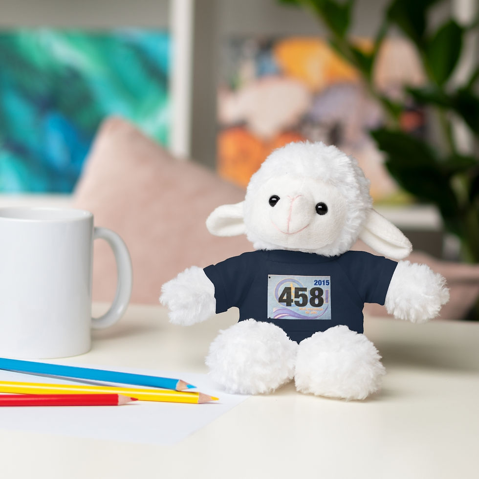 Thumbnail: Plush Sheep with Race Bib Tee Navy Context