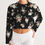 Thumbnail: Black Floral Women's Cropped Sweatshirt