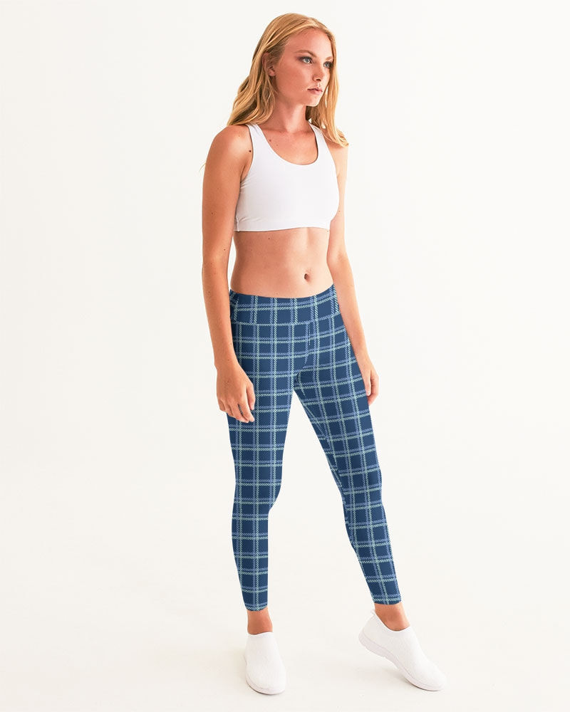 Thumbnail: Dark Blue Windowpane Yoga Pants