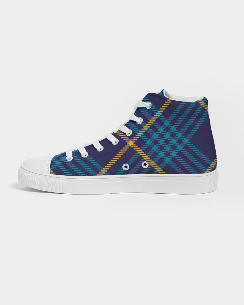 Thumbnail: Blue Tartan Men's Hightop Canvas Shoe 6