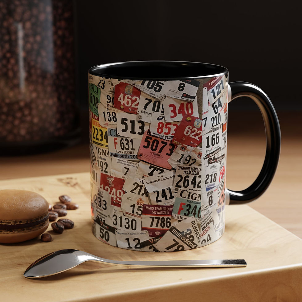 Thumbnail: 11 oz or 15 oz Traditional Coffee Mug | Race Bib Display Black 4