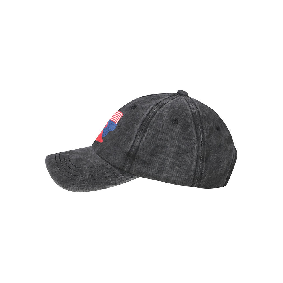 Thumbnail: American Woman Denim Baseball Cap Dark Grey Side 2