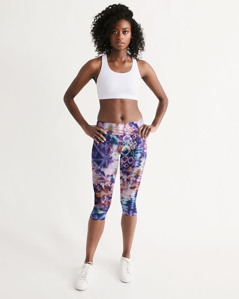Thumbnail: Purple Tie Dye Women's Mid-Rise Capri
