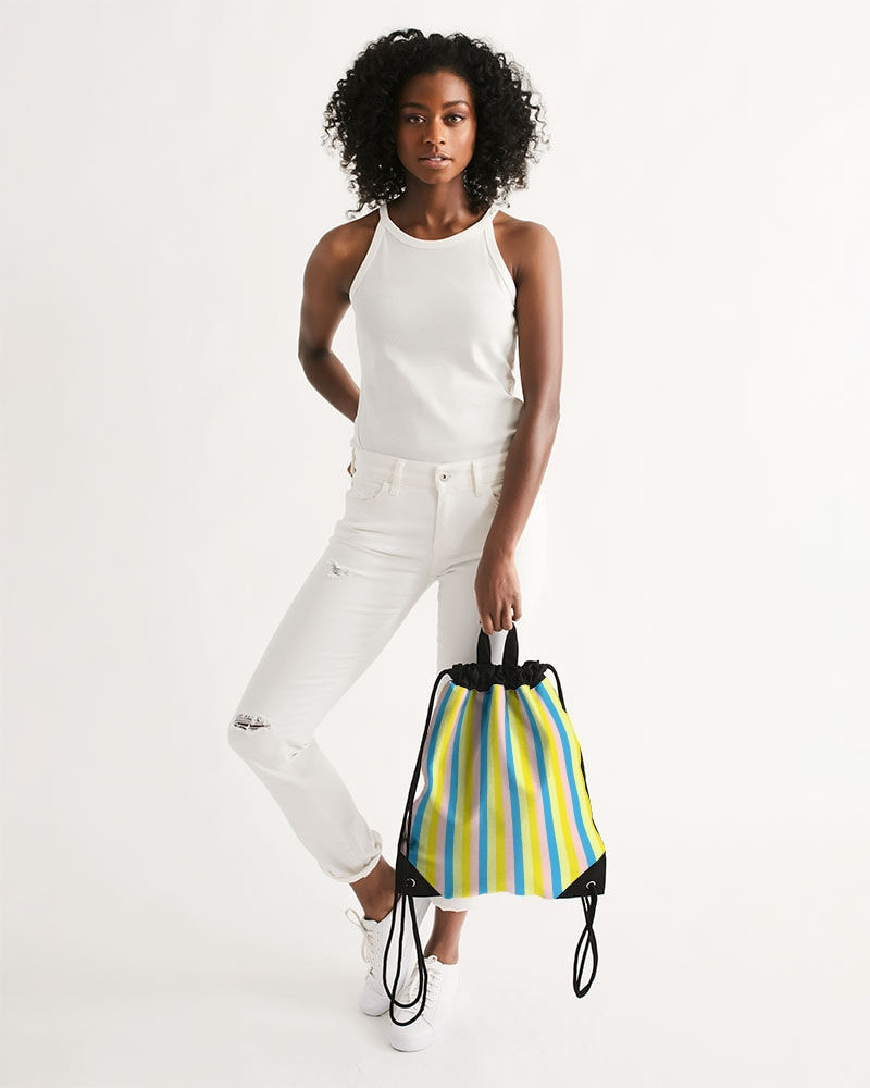 Thumbnail: Colorful Stripes Canvas Drawstring Bag