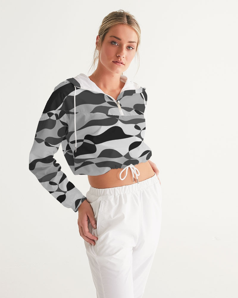 Thumbnail: Black Camo Women's Cropped Windbreaker
