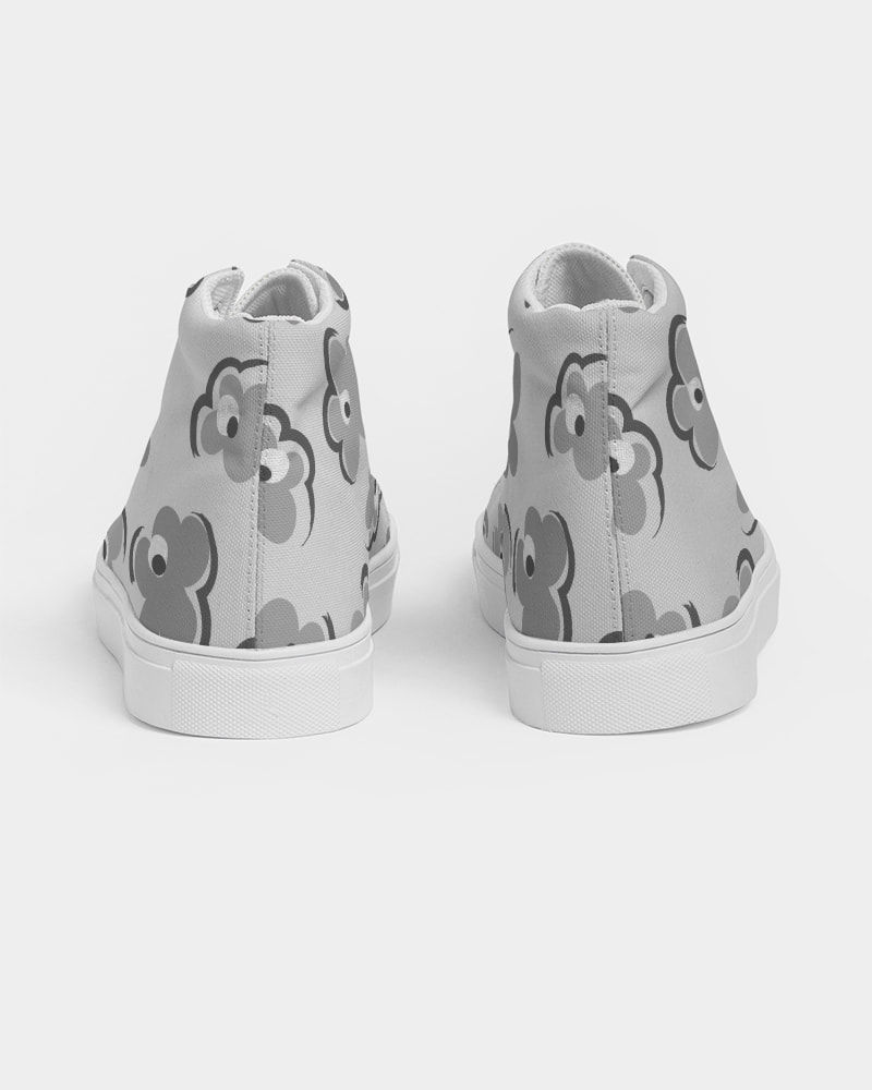 Thumbnail: Gray Flowers Light Women's Hightop Canvas Shoe 4