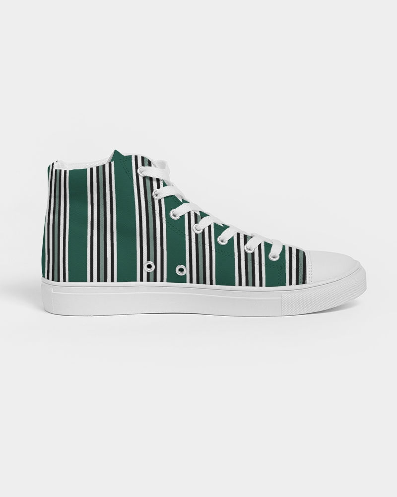 Thumbnail: Green Awning Stripe Women's Hightop Canvas Sneak 7