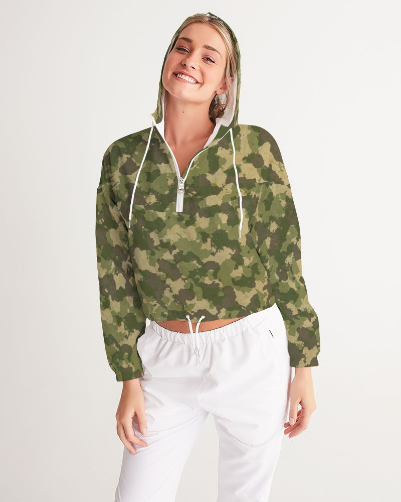 Thumbnail: Military Green Women's Cropped Windbreaker