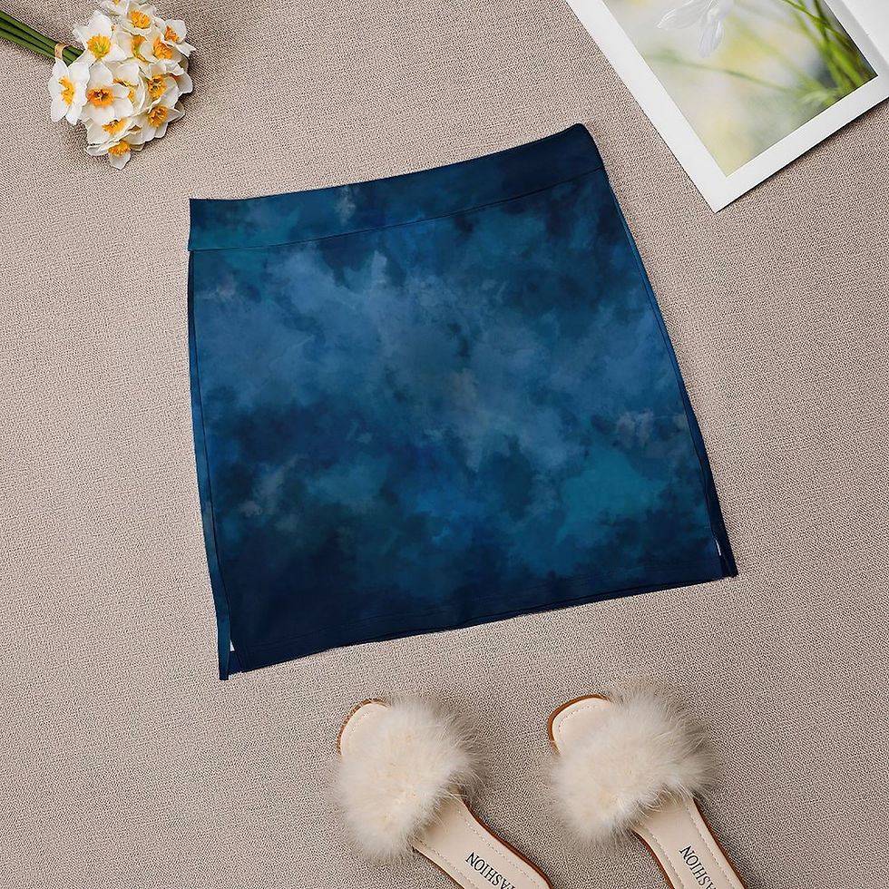 Thumbnail: Blue Watercolor Workout Skirt With Shorts & Pockets