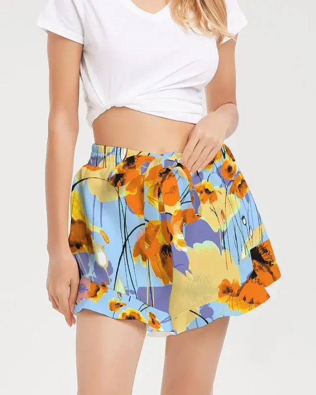 Summer Flowers Women's Ruffle Shorts 1