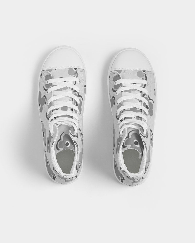 Thumbnail: Gray Flowers Light Women's Hightop Canvas Shoe 3