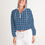 Thumbnail: Dark Blue Windowpane Women's Cropped Windbreaker