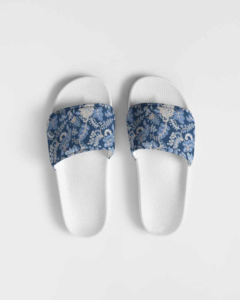 Thumbnail: Navy Turkish Floral Women's Slide Sandal 4