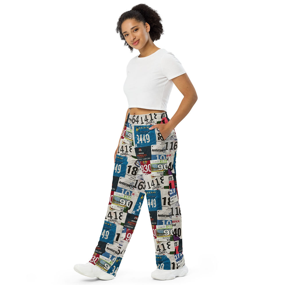 Unisex Wide Leg Pants | Race Bib Display 2