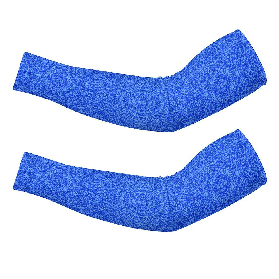 Thumbnail: Blue Mosaic Arm Sleeves With Thumb Loops 6