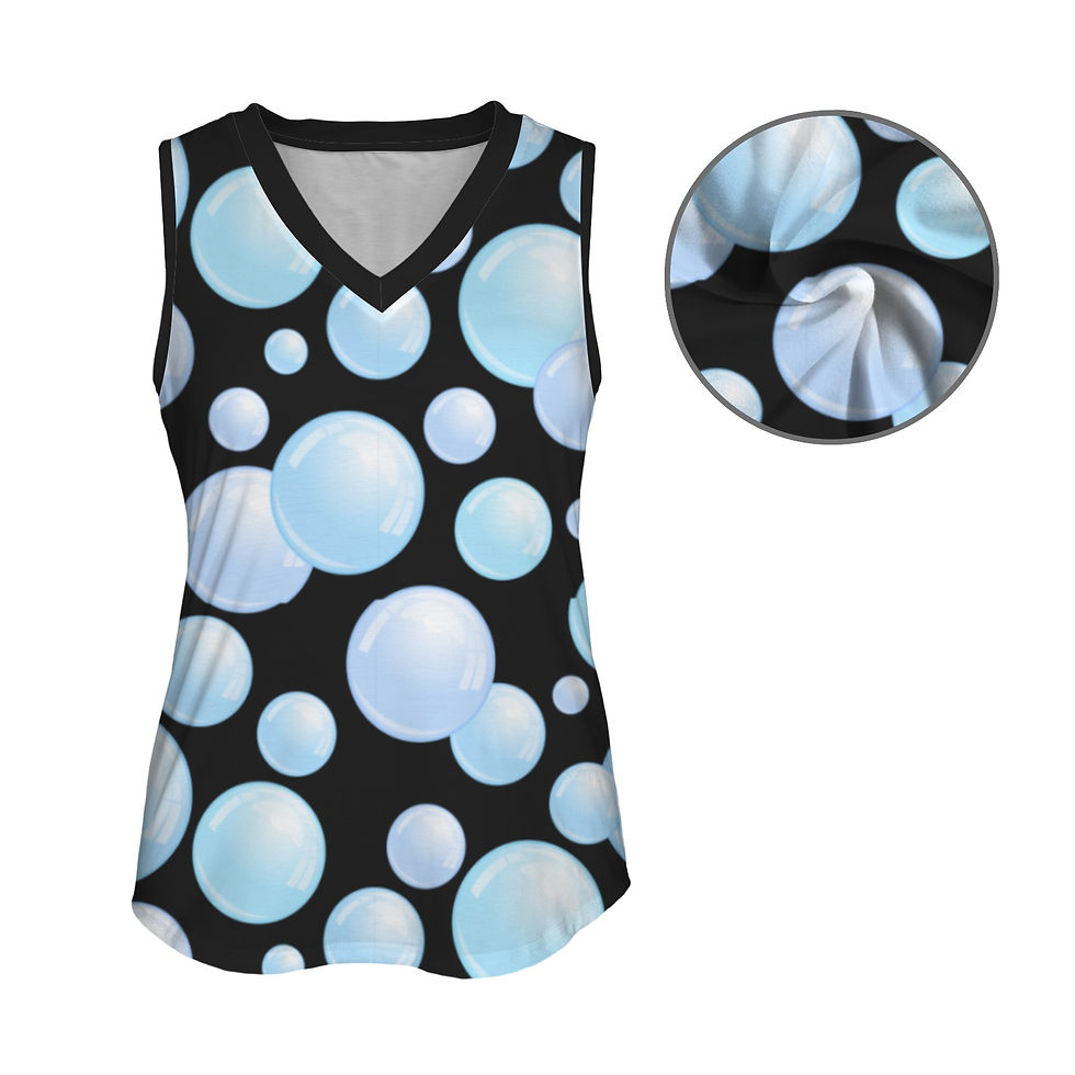 Thumbnail: Blue Bubbles V-Neck Sleeveless Tank Top 4
